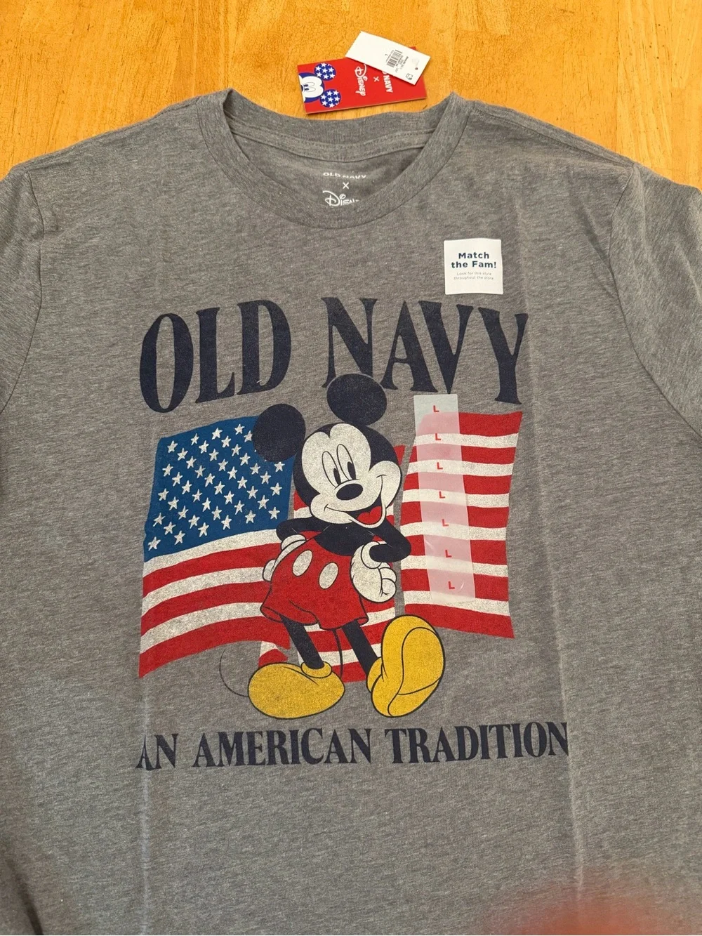 Old Navy Gray Mickey Mouse American Flag Graphic Tee - Set